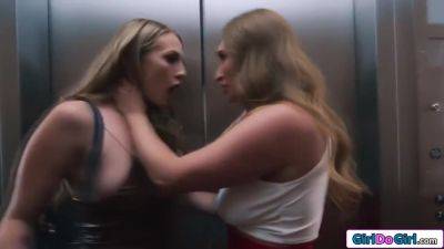 Angel - Busty Coworkers Strapon Fuck In Elevator With Angel Youngs, Big T And Skylar Snow - upornia.com